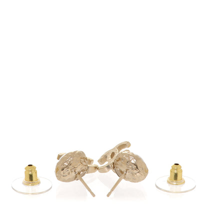 Chanel Pearl Hammered CC Drop Earrings Gold Pearly White 3 of 5