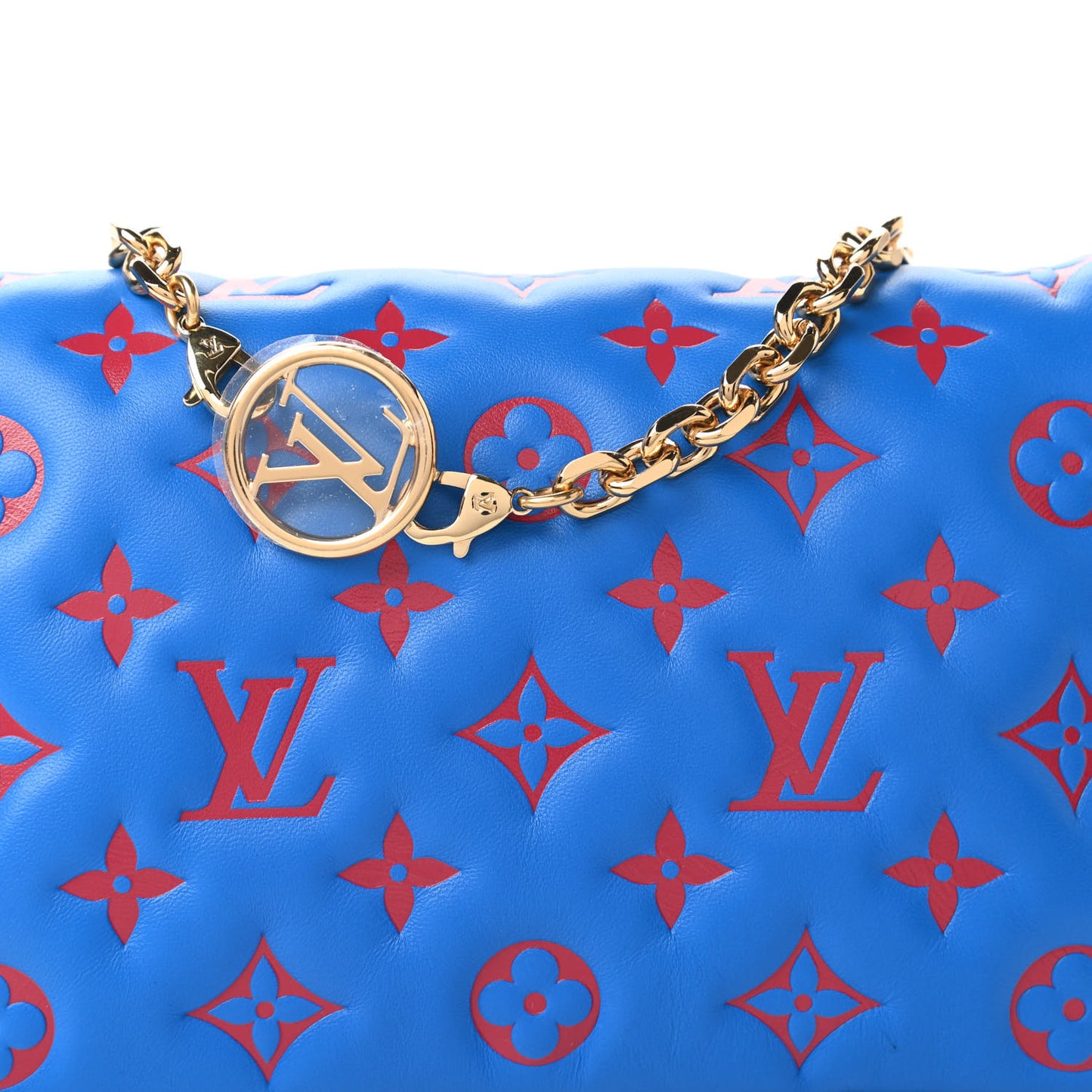 Lambskin Embossed Monogram Vuittamins Pochette Coussin Blue Red