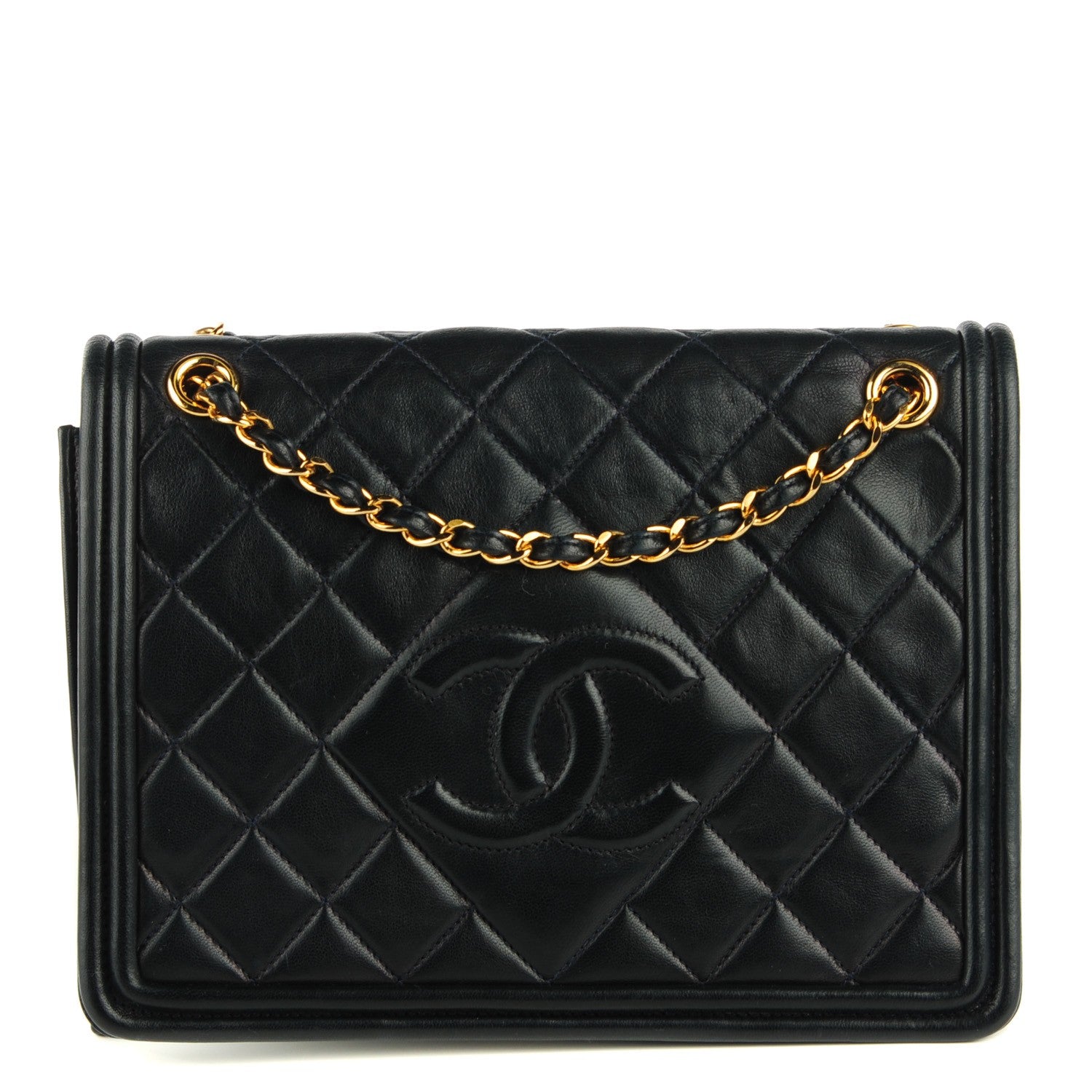 Chanel Lambskin Quilted Shoulder Bag Navy Blue 1 of 8