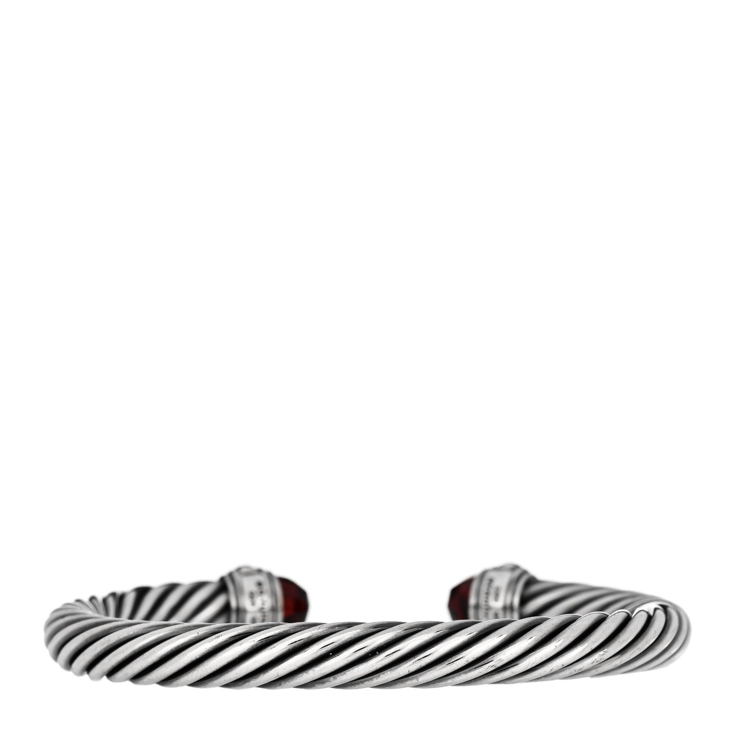 Sterling Silver 14K Yellow Gold Garnet 7mm Cable Classics Bracelet