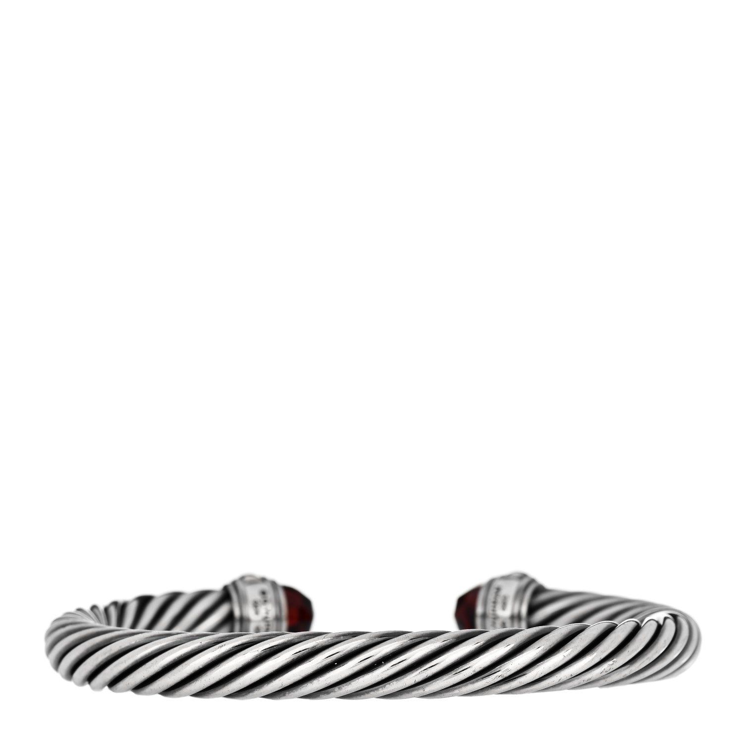 David Yurman Sterling Silver 14K Yellow Gold Garnet 7mm Cable Classics Bracelet 2 of 4