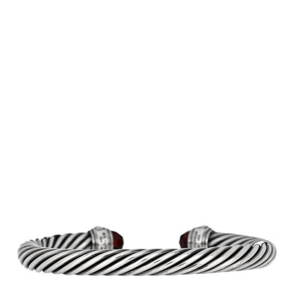 David Yurman Sterling Silver 14K Yellow Gold Garnet 7mm Cable Classics Bracelet 2 of 4