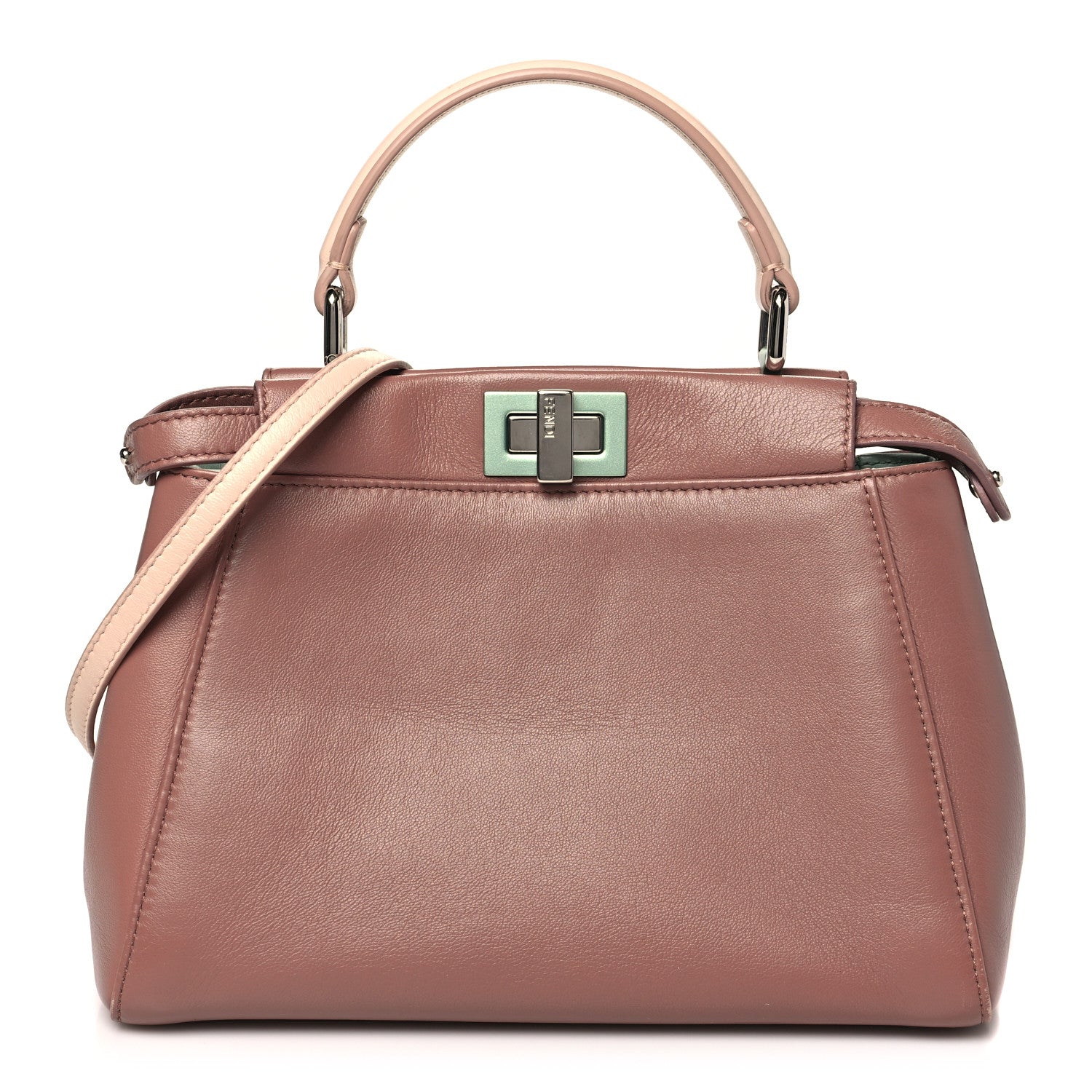 Fendi Nappa Colorblock Mini Peekaboo Iconic Satchel English Rose Plaster Oxigen 1 of 10