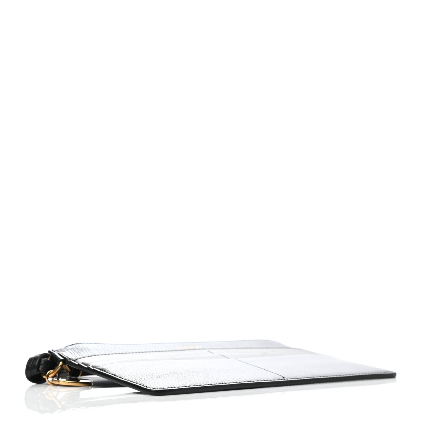Calfskin GV3 Wristlet Zip Card Holder Black Grey