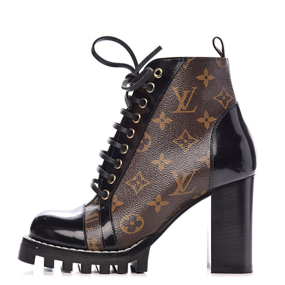 Louis Vuitton Patent Calfskin Monogram Star Trail Ankle Boots 36.5 Black 1 of 12