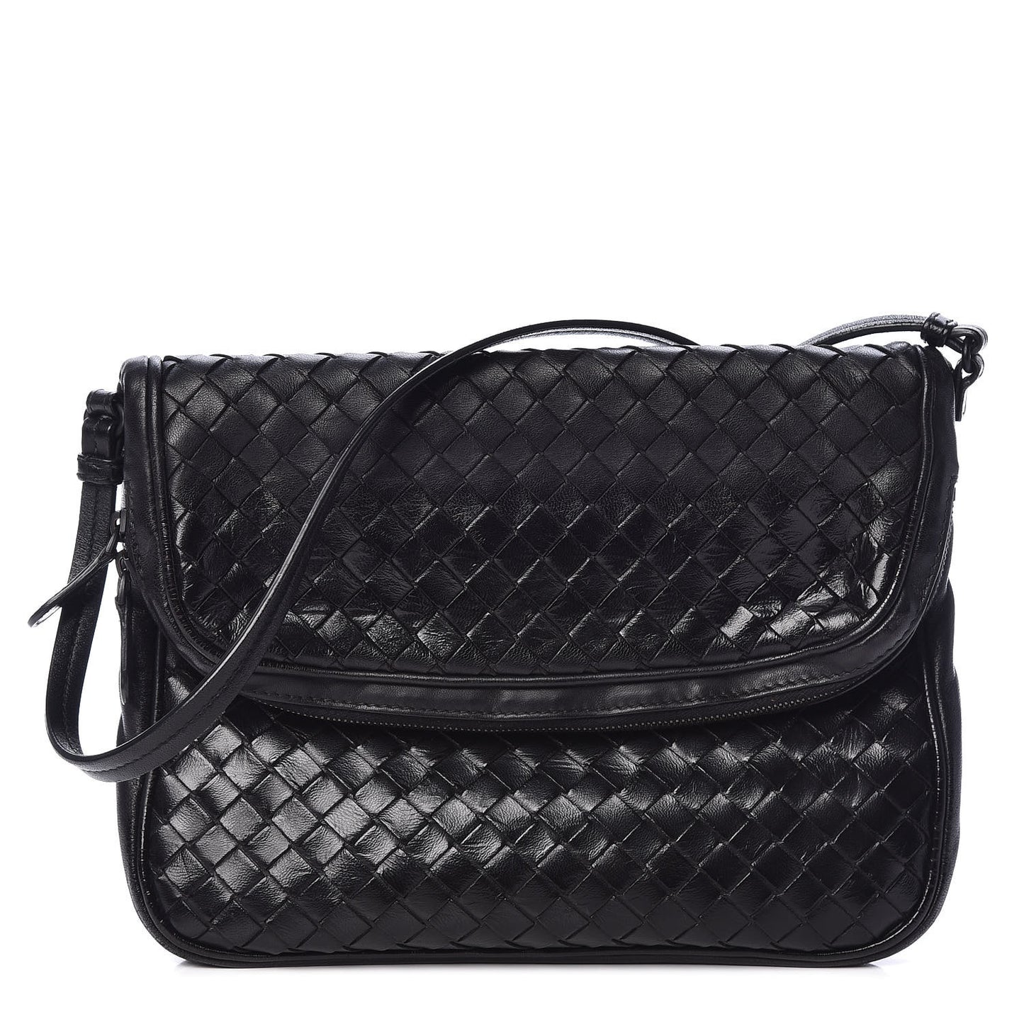 Nappa Intrecciato Crossbody Bag Black
