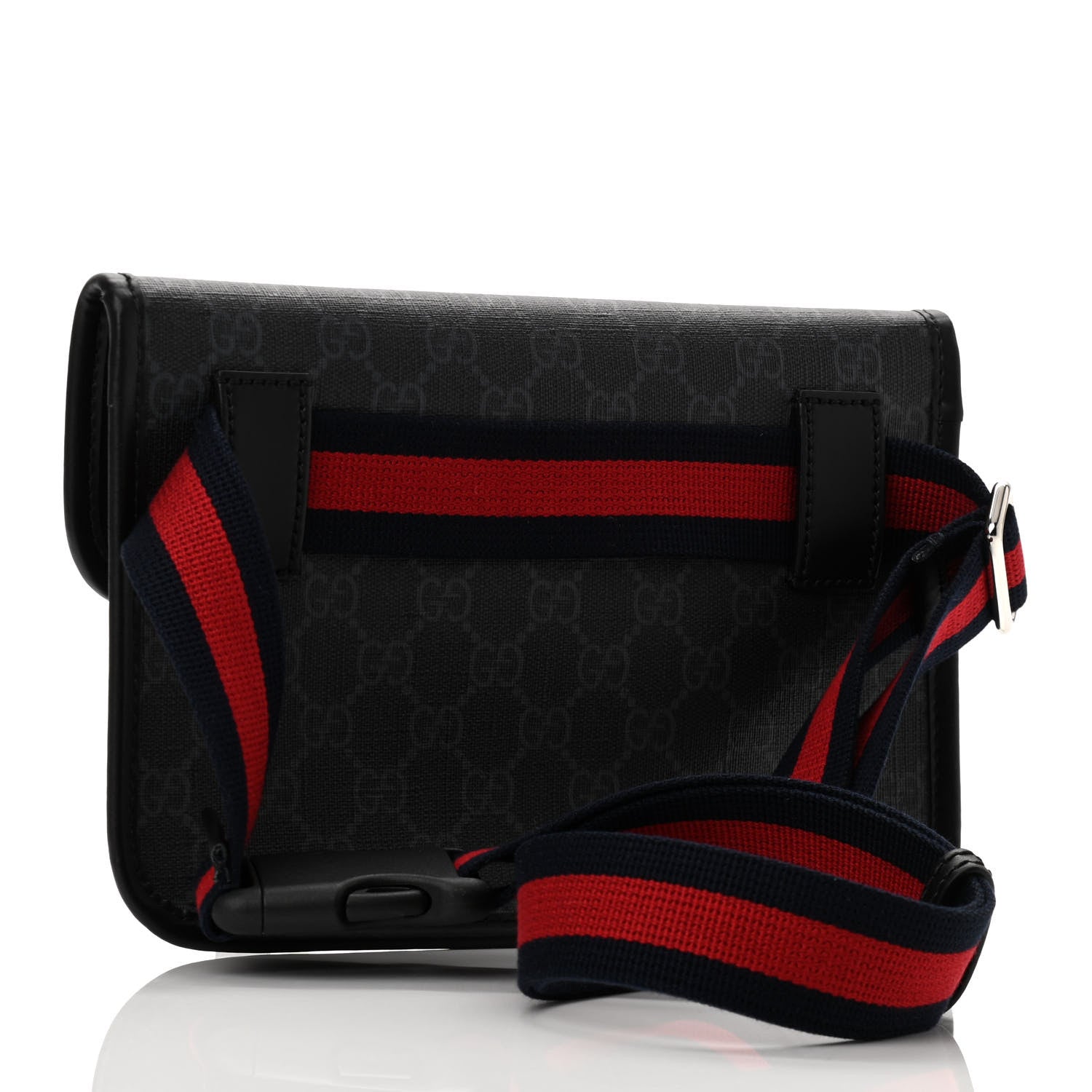 Gucci GG Supreme Monogram Web Slim Belt Bag Black Grey 3 of 11
