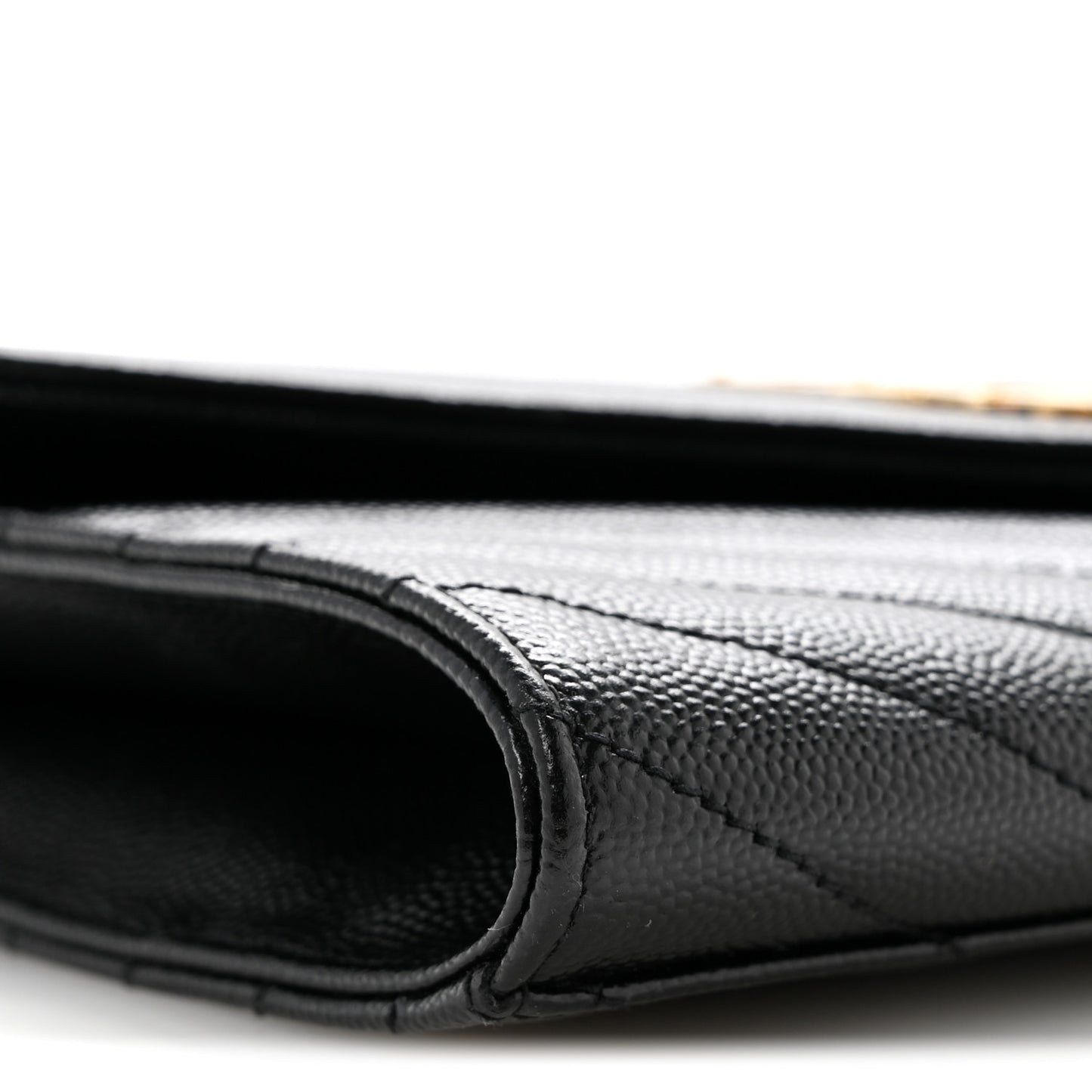 Grain De Poudre Matelasse Chevron Monogram Envelope Clutch Black