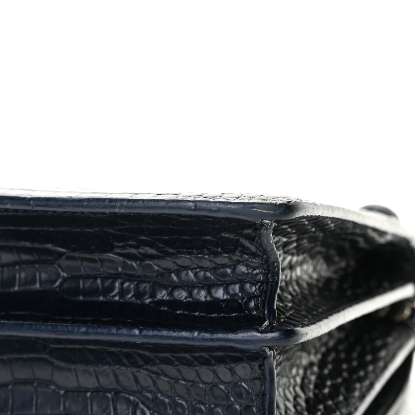 Calfskin Crocodile Embossed Medium Monogram Sunset Navy