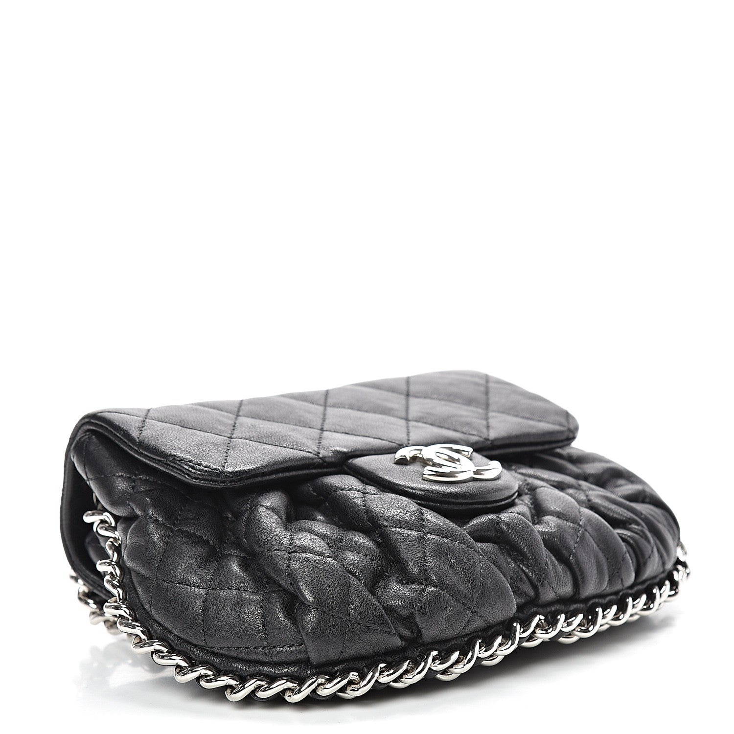 Chanel Washed Lambskin Quilted Mini Chain Around Flap Black 3 of 9