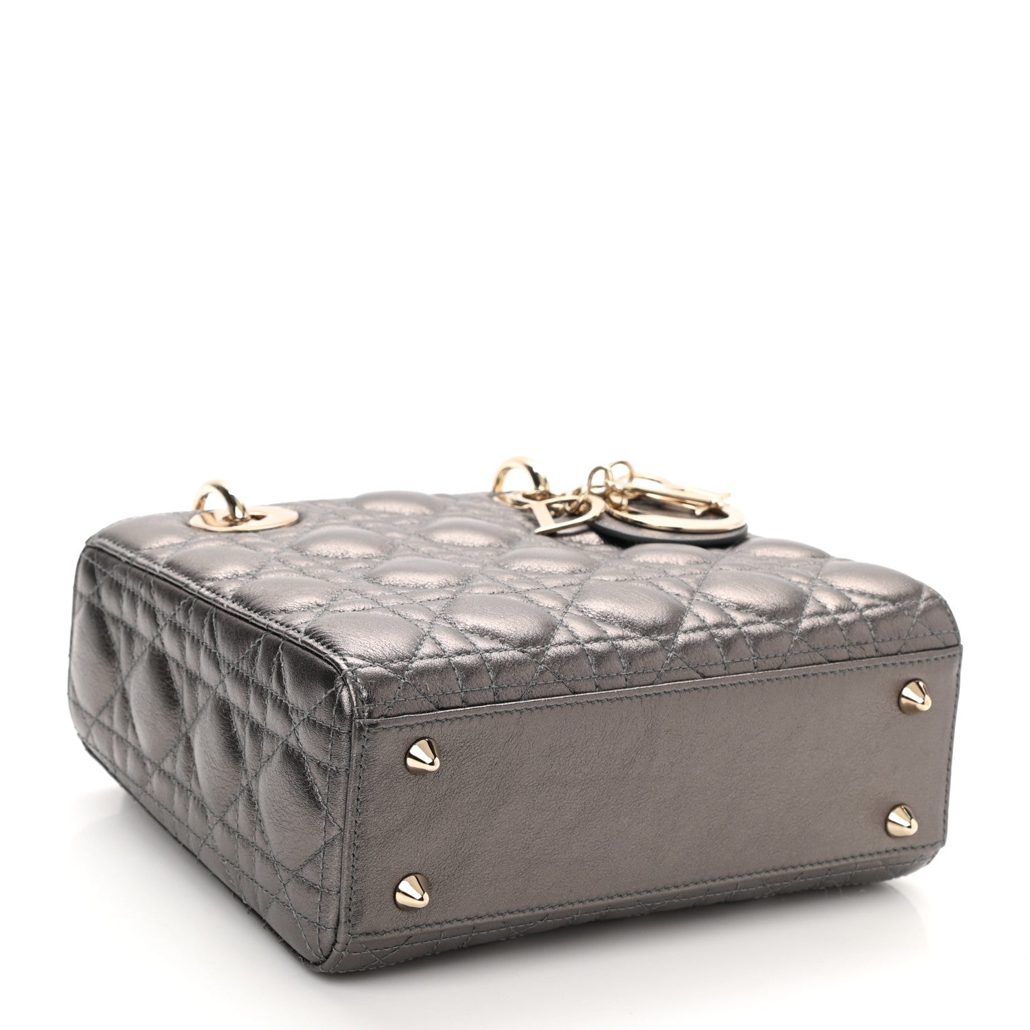 Christian Dior Metallic Grained Calfskin Cannage My ABCDior Lady Dior Gunmetal 5 of 9