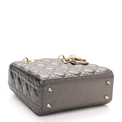 Christian Dior Metallic Grained Calfskin Cannage My ABCDior Lady Dior Gunmetal 5 of 9