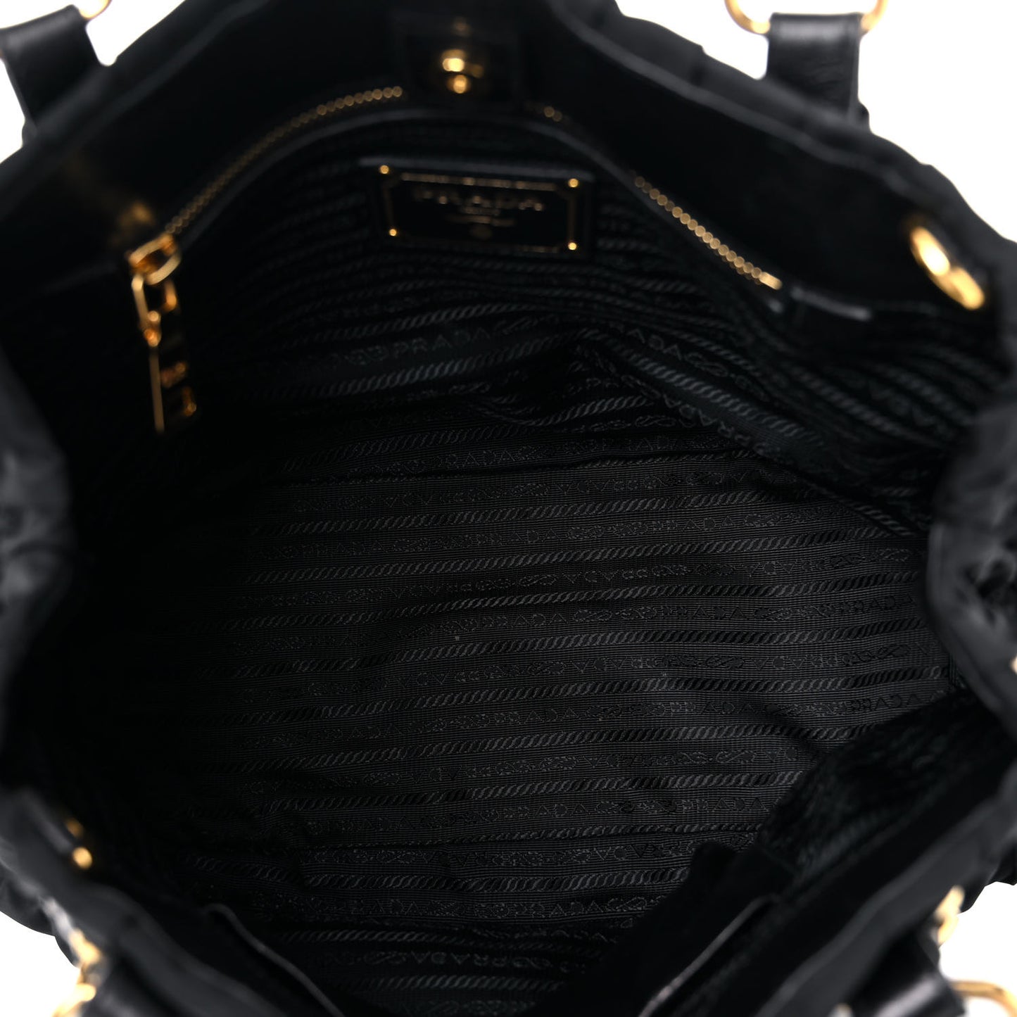 Tessuto Nylon Nappa Gaufre Shopping Satchel Black