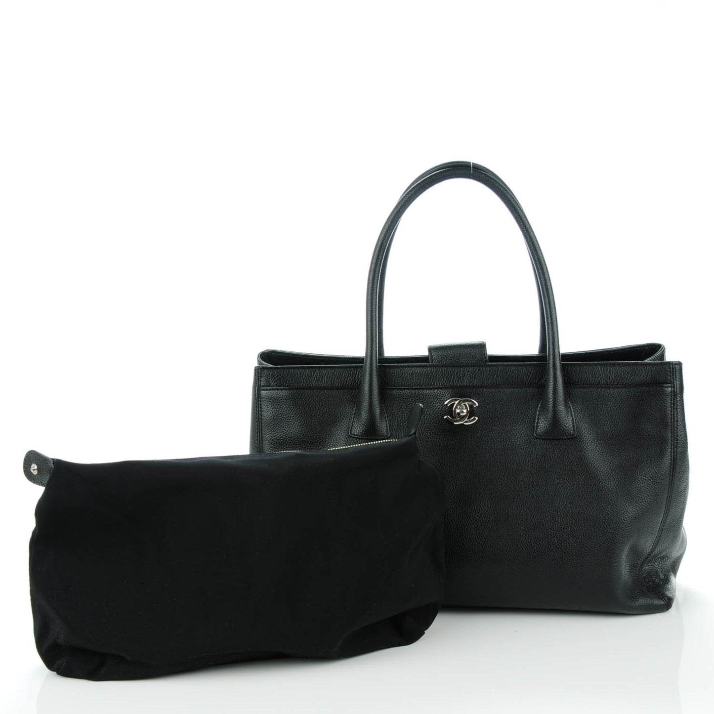 Calfskin Cerf Executive Shopper Tote Black