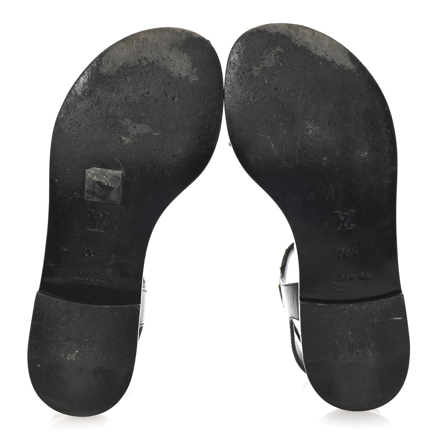 Calfskin Monogram Nomad Flat Sandals 36.5 Black
