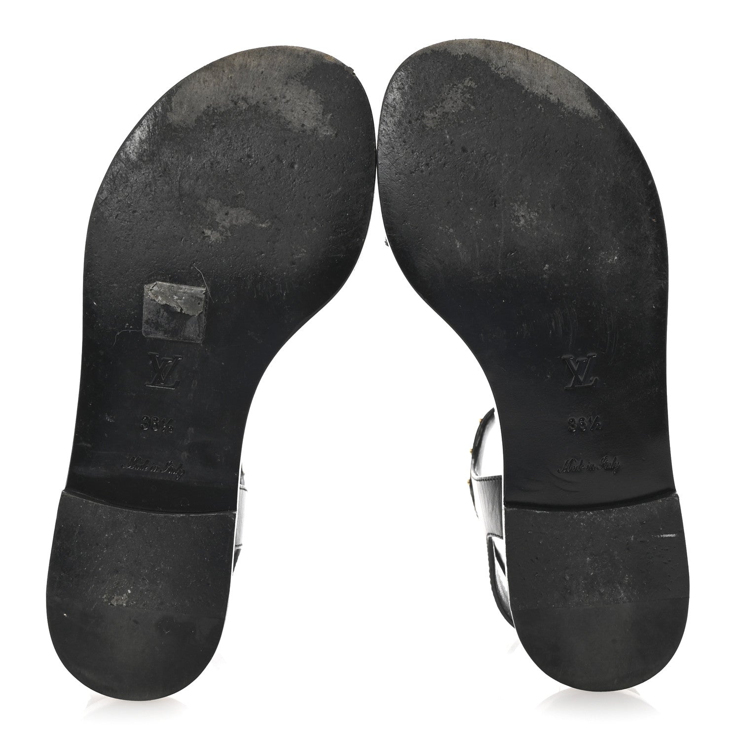 Louis Vuitton Calfskin Monogram Nomad Flat Sandals 36.5 Black 6 of 10