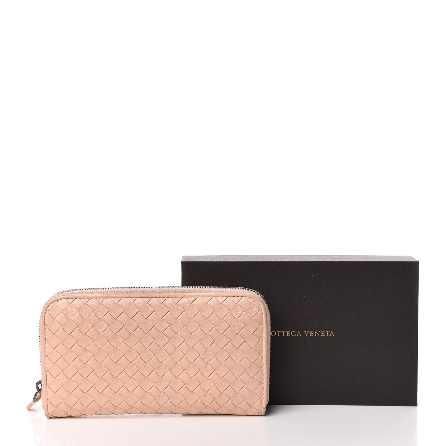 Nappa Intrecciato Zip Around Wallet Flamingo