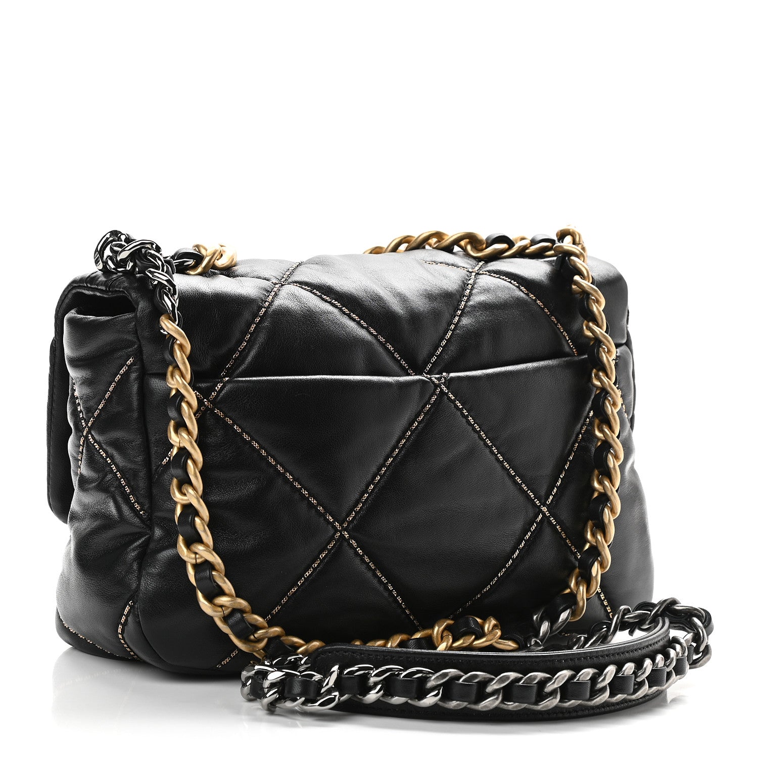 Chanel Lambskin Chain Quilted Medium Chanel 19 Flap Black 2 of 9