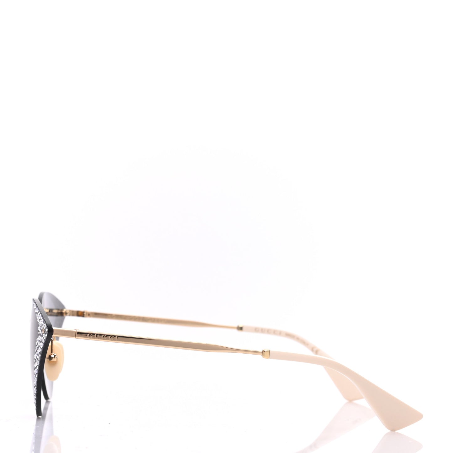 Metal Crystal Geometrical Frame Sunglasses GG0898S Silver Gold