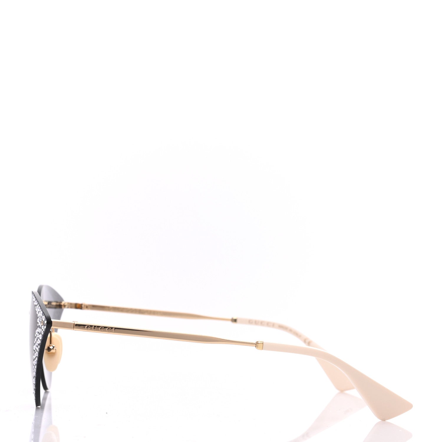 Gucci Metal Crystal Geometrical Frame Sunglasses GG0898S Silver Gold 3 of 9