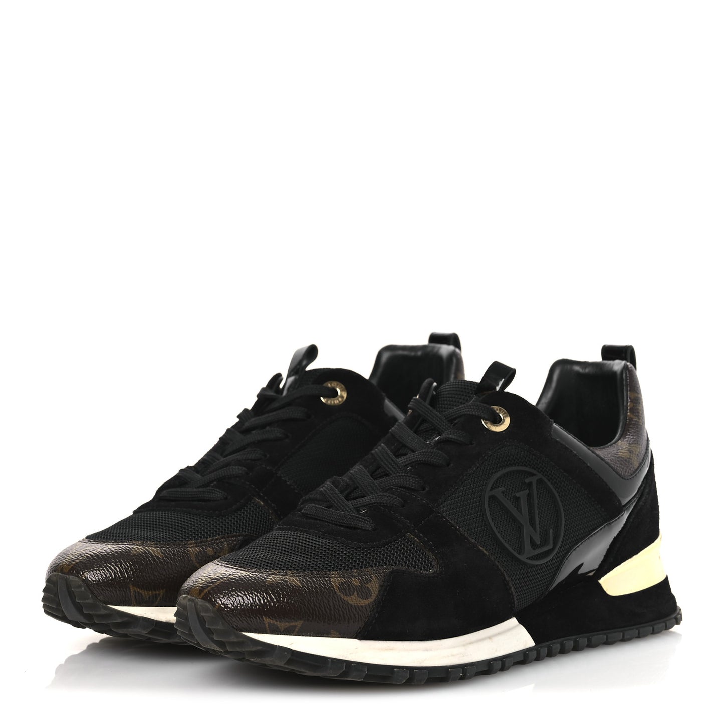 Suede Monogram Run Away Sneakers 38.5 Black