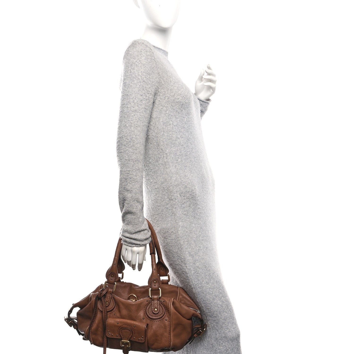 Chloe Calfskin Paddington Front Pocket Tote Muscade 2 of 10
