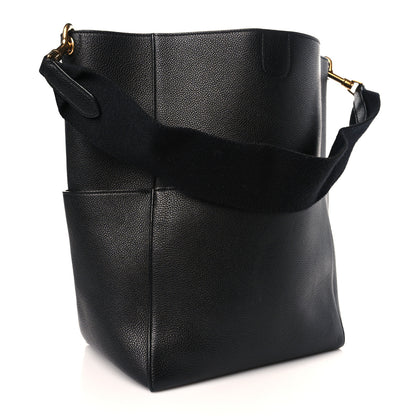 Celine Soft Grained Calfskin Sangle Bucket Bag Black 3 of 8