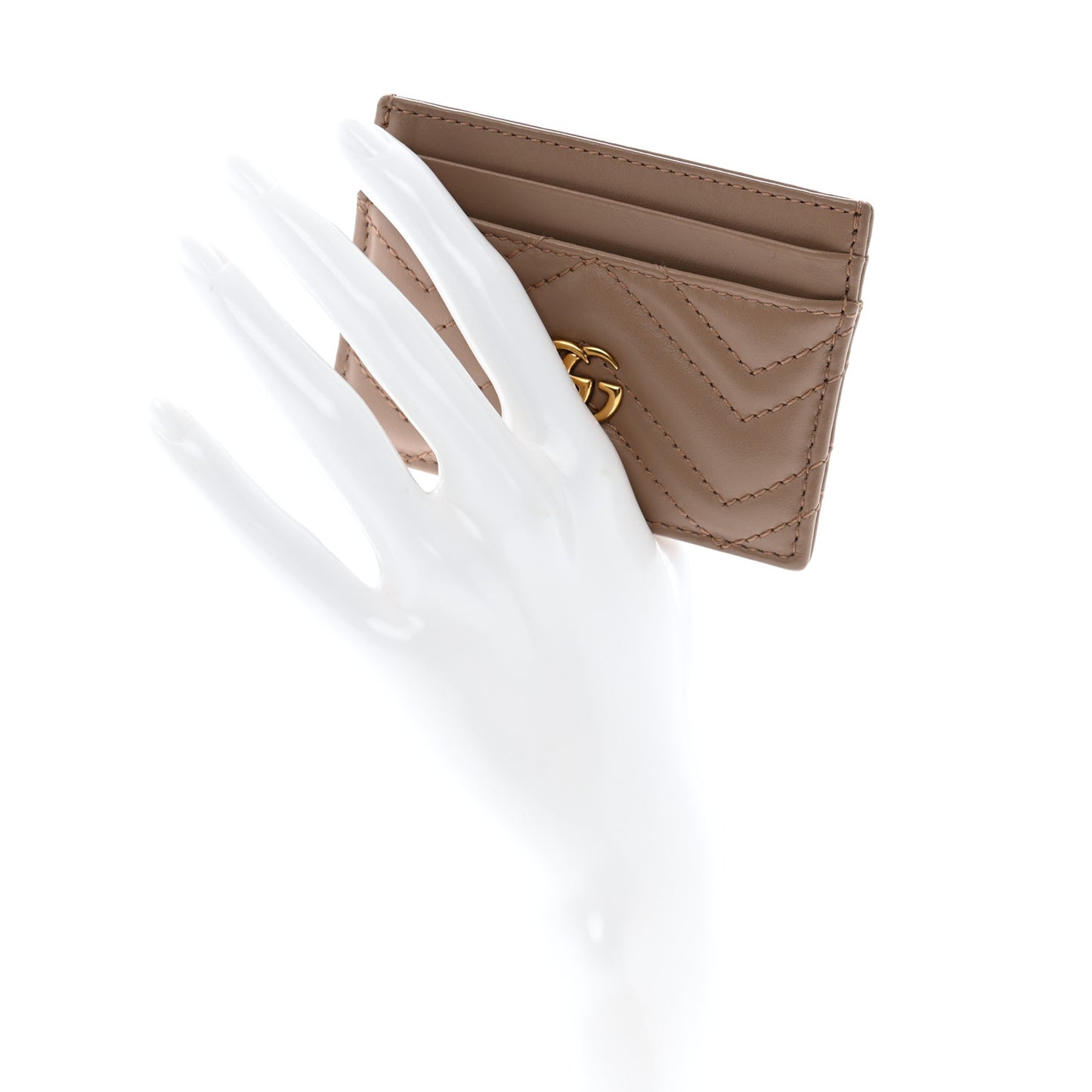 Calfskin Matelasse GG Marmont Card Holder Porcelain Rose