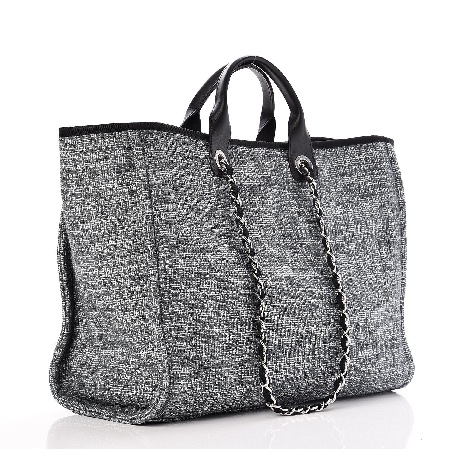 Chanel Canvas Large Deauville Tote Charcoal 3 of 8