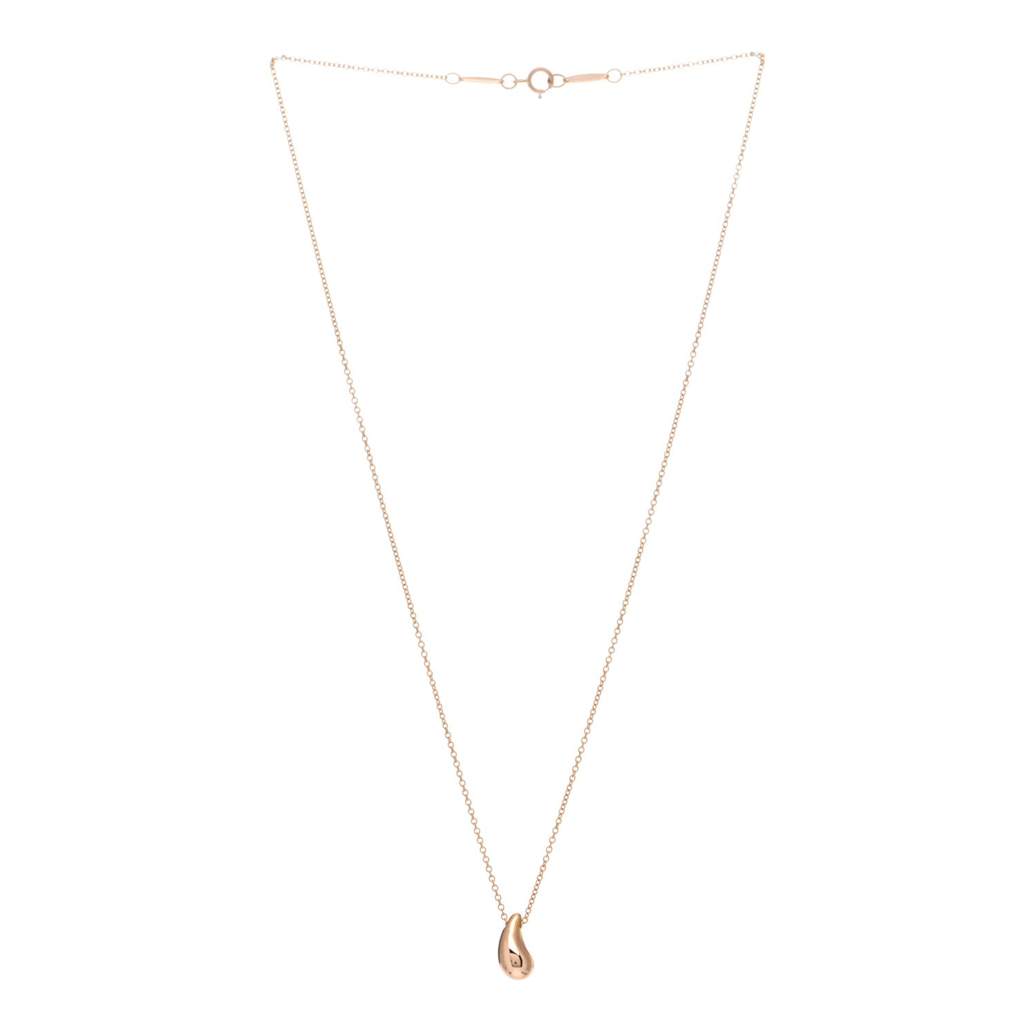 Tiffany 18K Rose Gold 12mm Elsa Peretti Teardrop Pendant Necklace 2 of 3