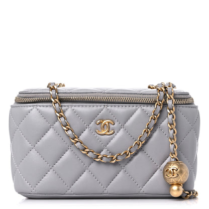 Chanel Lambskin Quilted Small Pearl Crush Vanity Case With Chain Grey 1 of 10