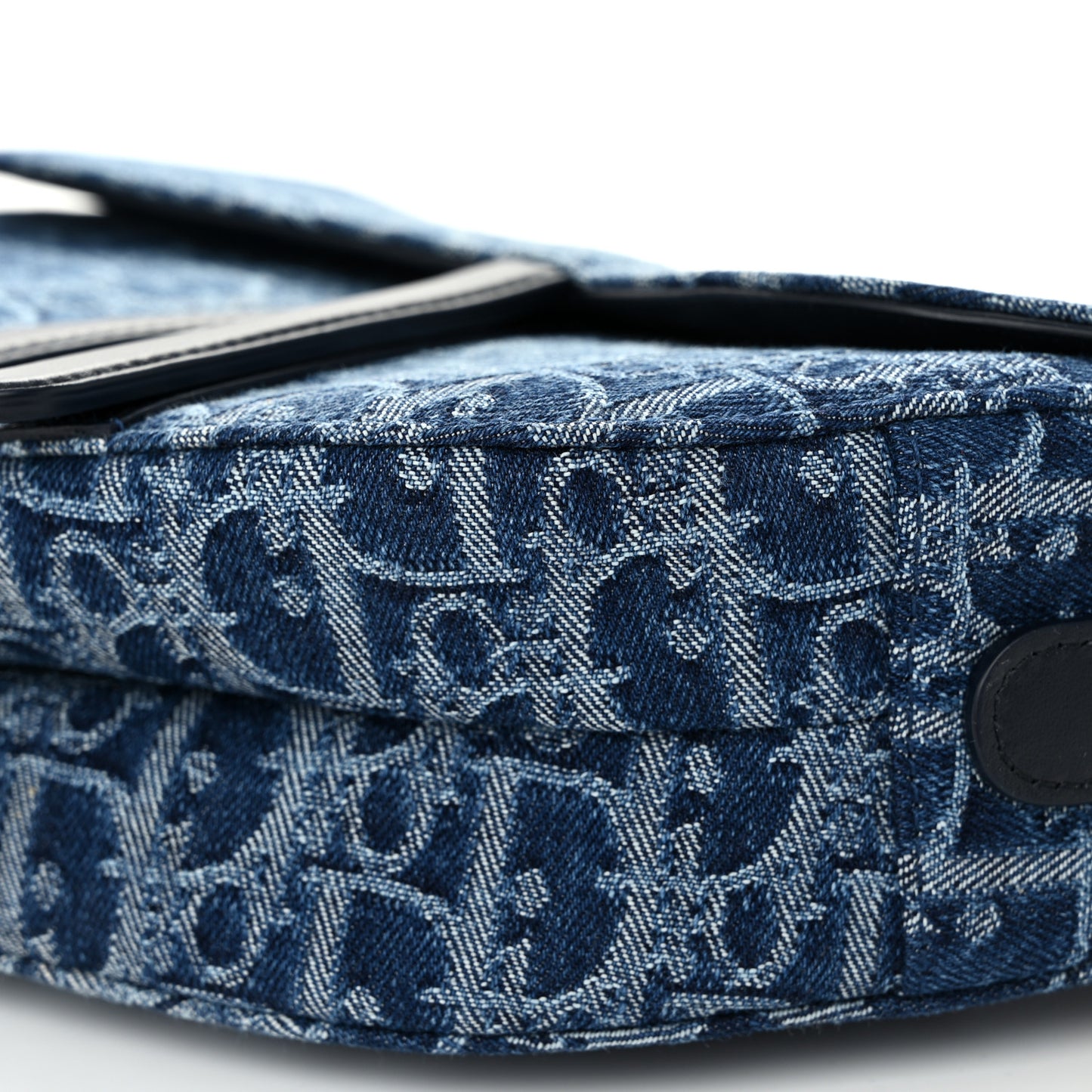 Denim Oblique Jacquard Saddle Bag With Strap Blue