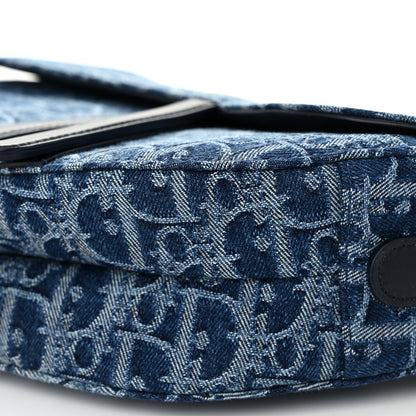 Christian Dior Denim Oblique Jacquard Saddle Bag With Strap Blue 10 of 12