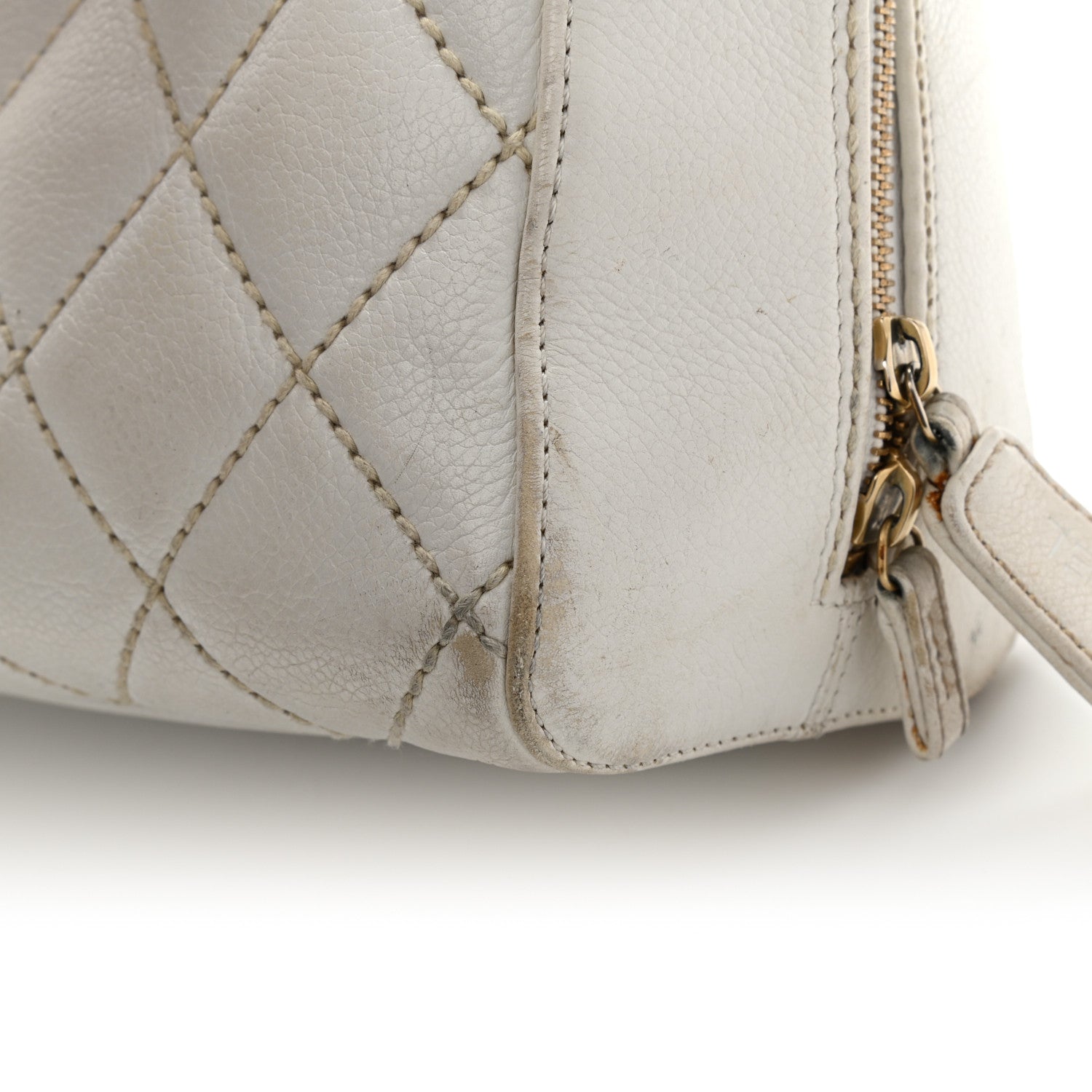 Chanel Calfskin Wild Stitch Top Handle Bag White 17 of 27