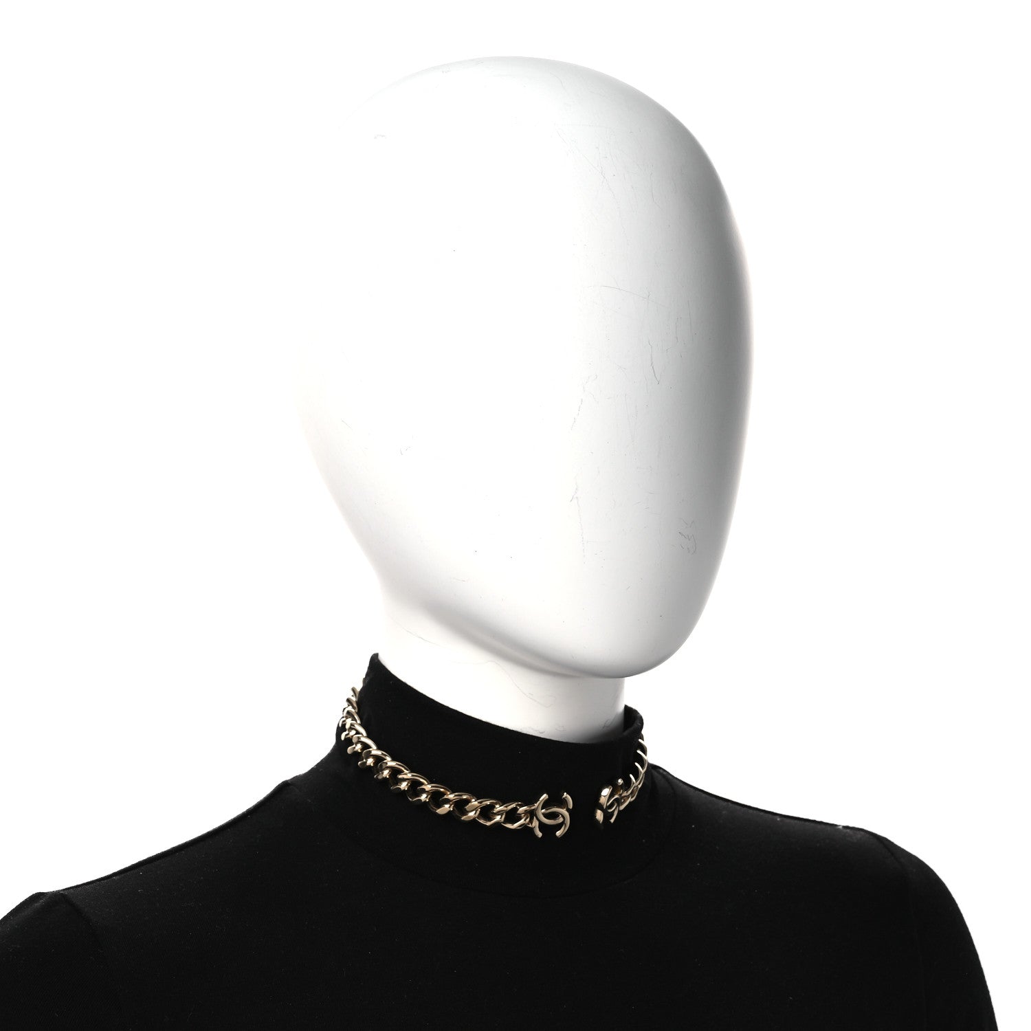 Chanel Metal CC Chain Link Choker Necklace L Gold 2 of 4