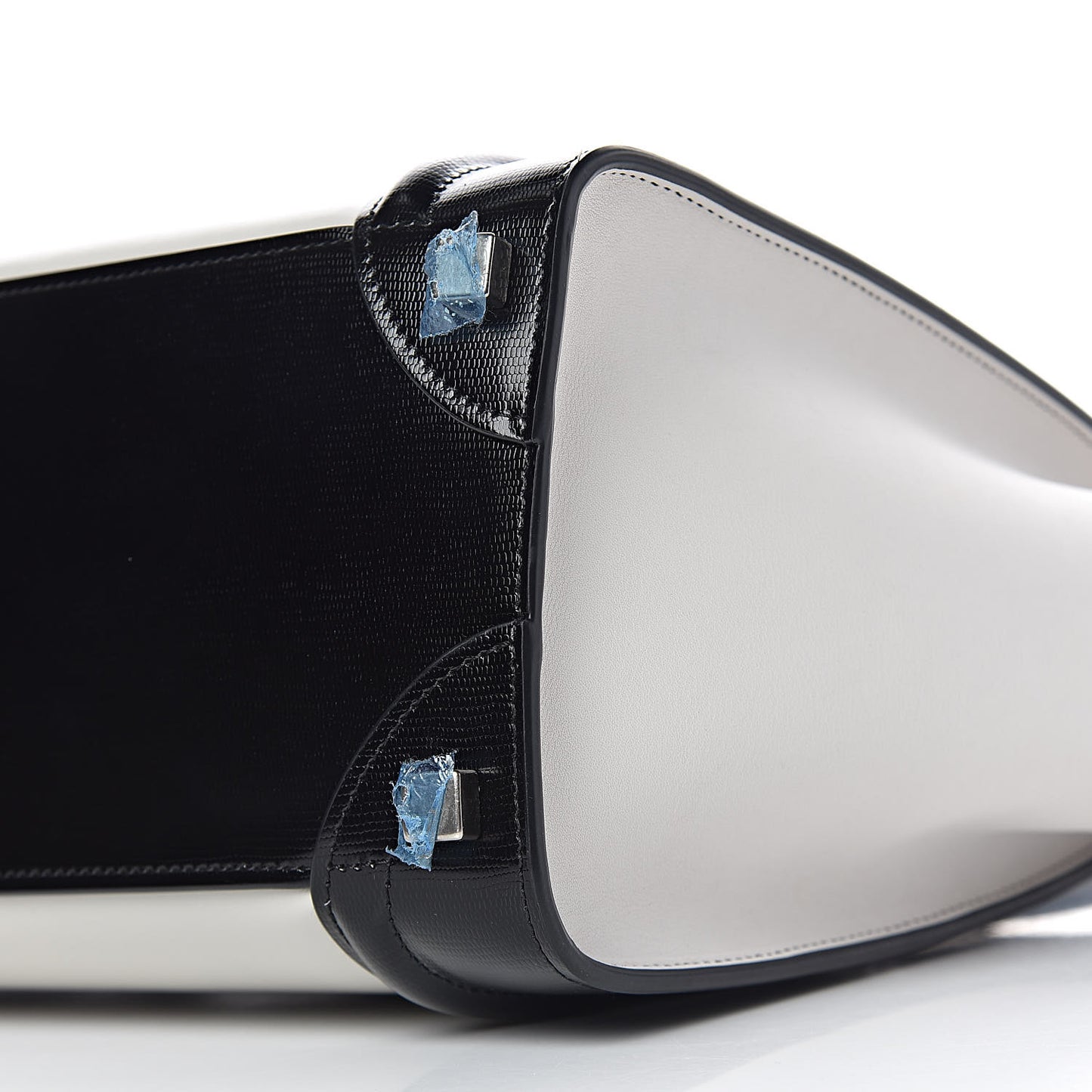 Sleek Calfskin Micro Bi-Color Luggage Black White