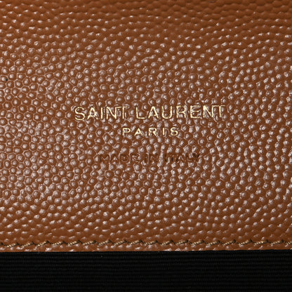 Saint Laurent Grain De Poudre Matelasse Chevron Monogram Cassandre Flap Pouch Natural Dark 6 of 7