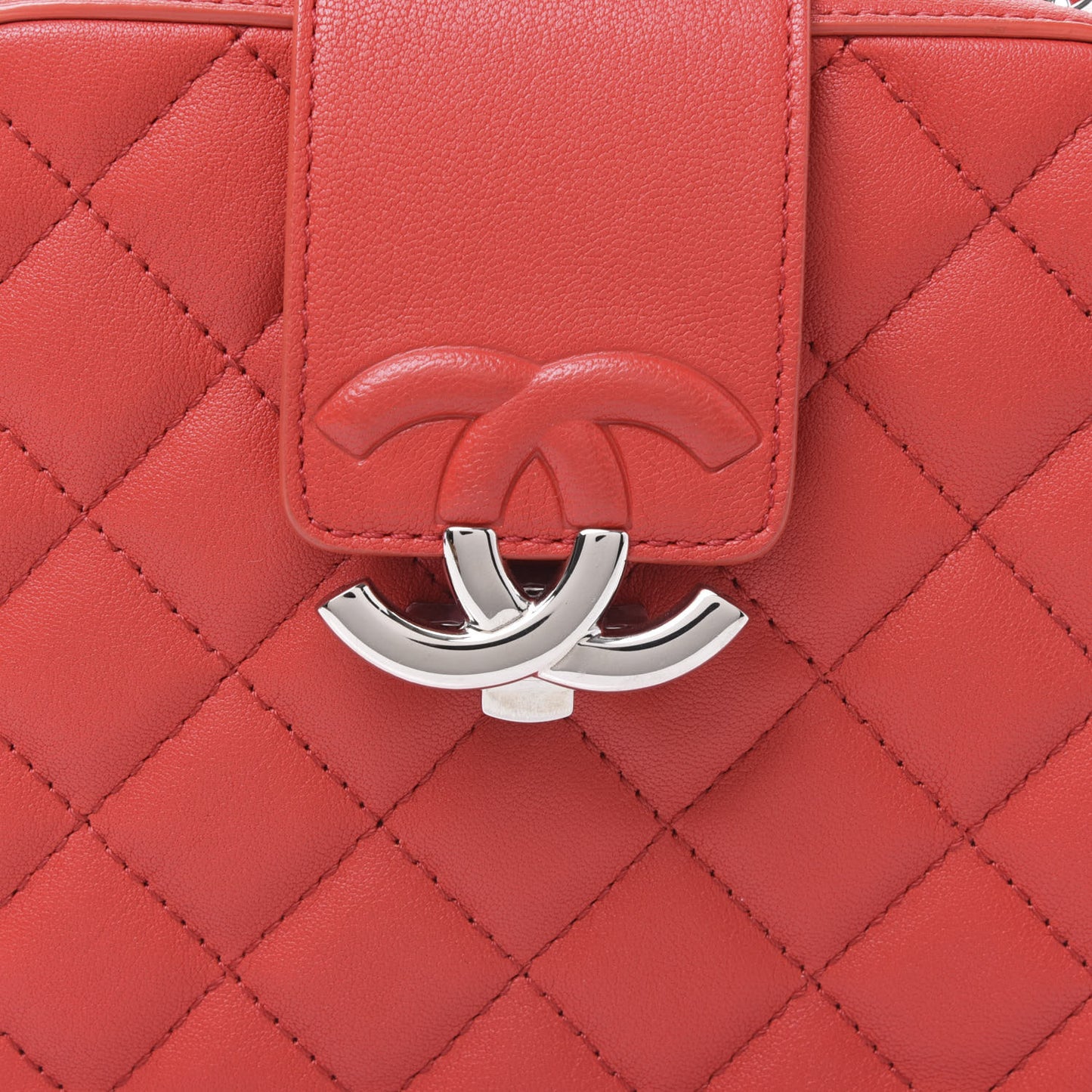 Lambskin Quilted Mini CC Box Camera Bag Red