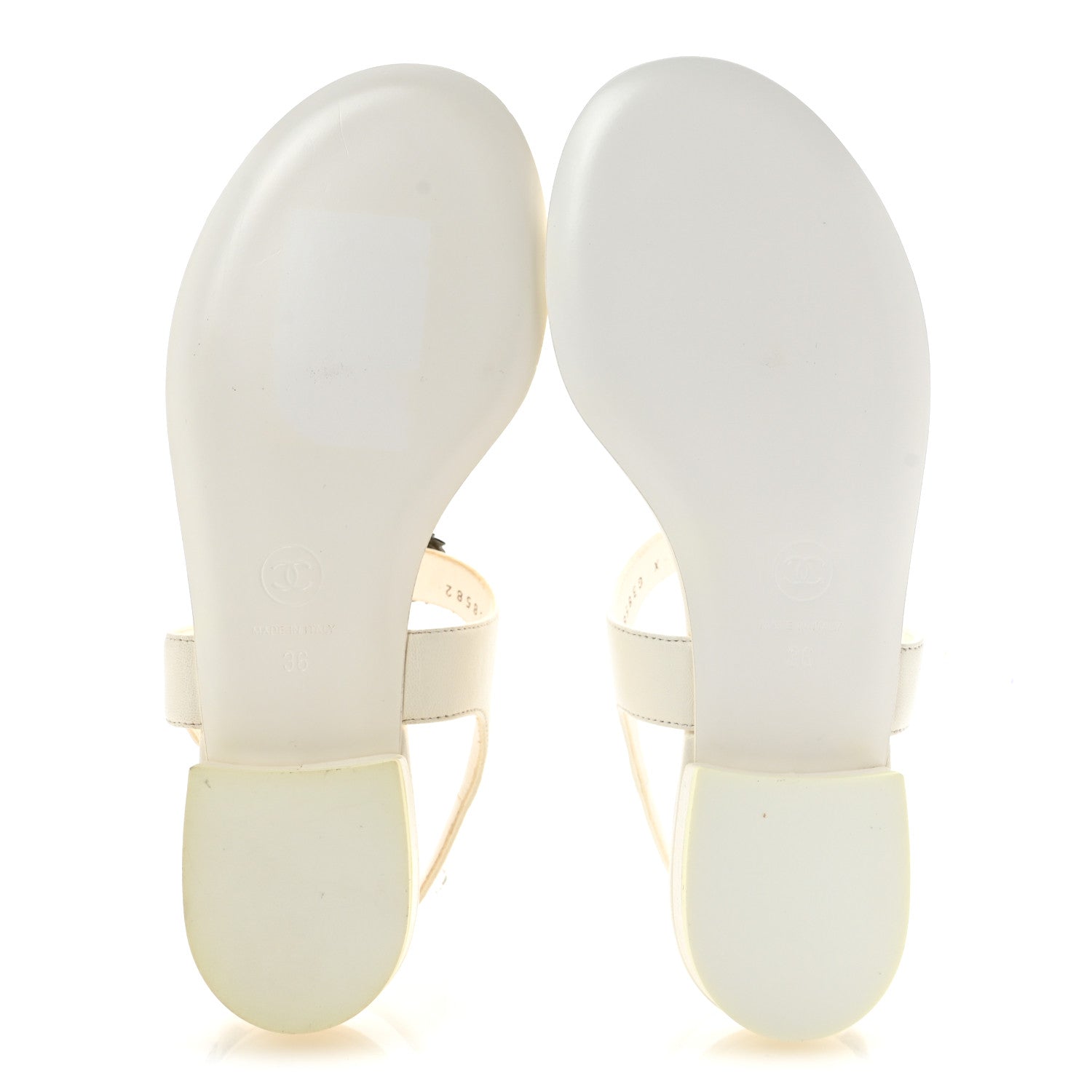 Chanel Lambskin CC Leaf Thong Sandals 36 White 6 of 9