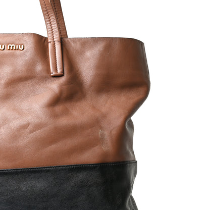 Miu Miu Vitello Soft Calf Tote Black Cannella 13 of 21