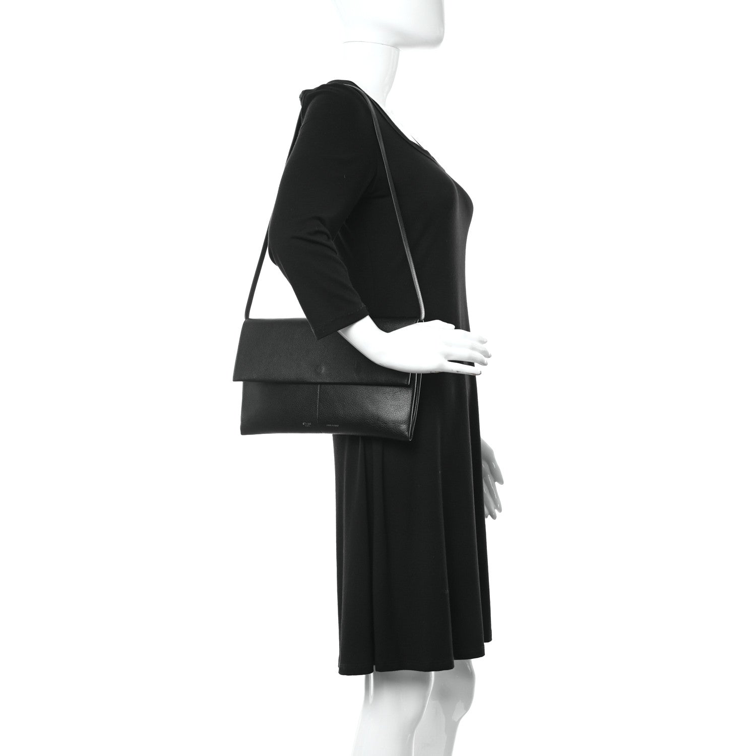 Celine Goatskin Folded Clutch With Strap Black 2 of 17