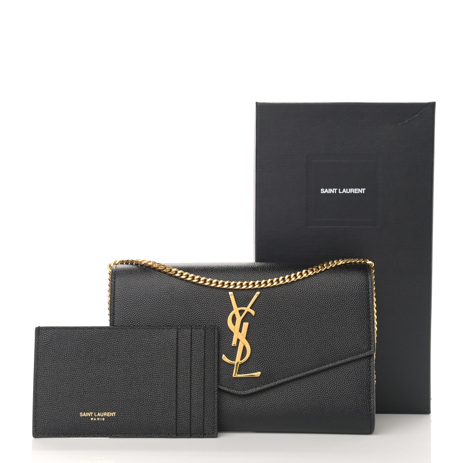 Saint Laurent Grain De Poudre Uptown Chain Wallet Black 14 of 14