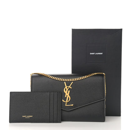 Saint Laurent Grain De Poudre Uptown Chain Wallet Black 14 of 14