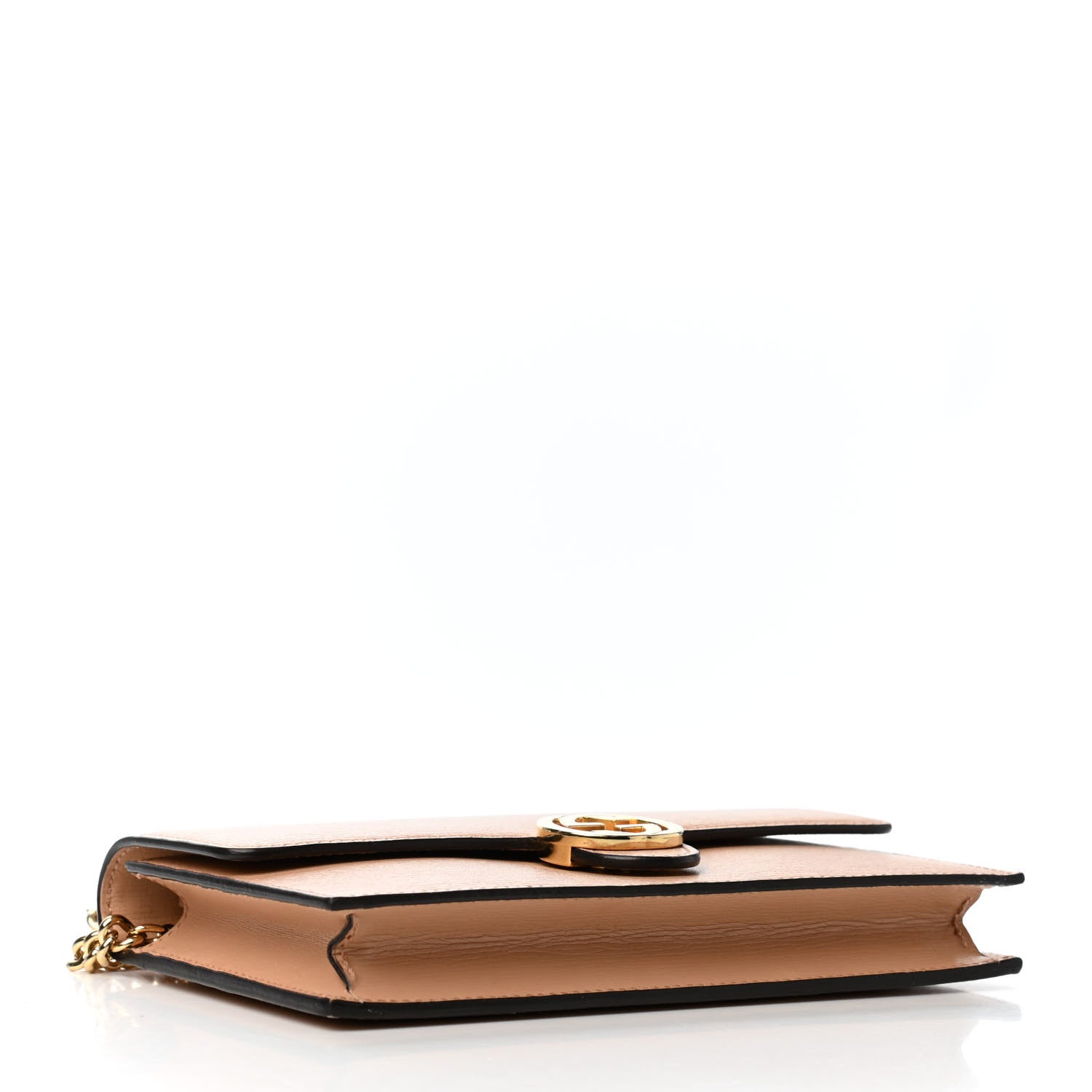 Gucci Textured Calfskin Icon Chain Wallet Pink Apricot 3 of 4