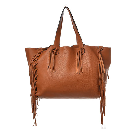 Valentino Garavani Grained Calfskin C-Rockee Fringe Tote Light Cuir 1 of 6