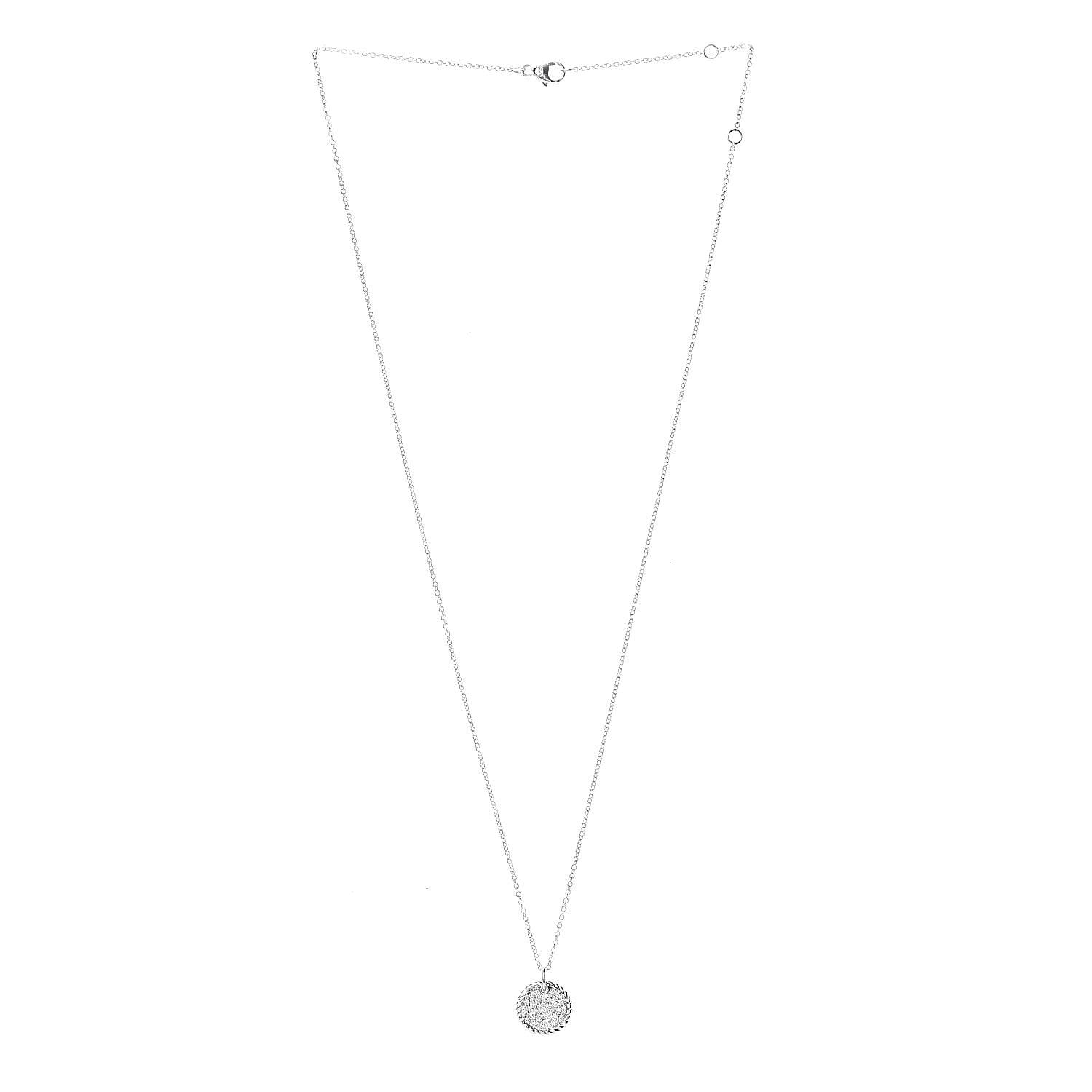 David Yurman 18K White Gold Diamond Cable Collectibles Pave Charm Pendant Necklace 3 of 5