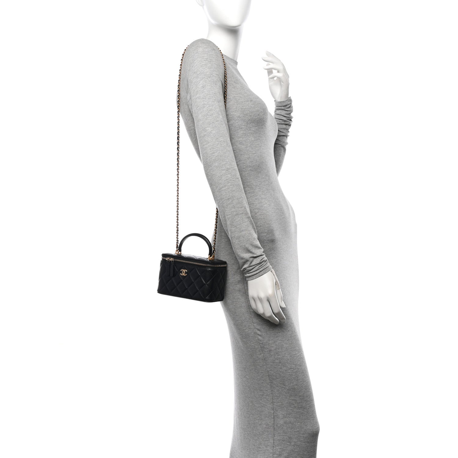 Chanel Lambskin Quilted Small Top Handle Vanity Case With Chain Black 2 of 11