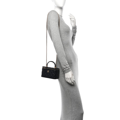 Chanel Lambskin Quilted Small Top Handle Vanity Case With Chain Black 2 of 11