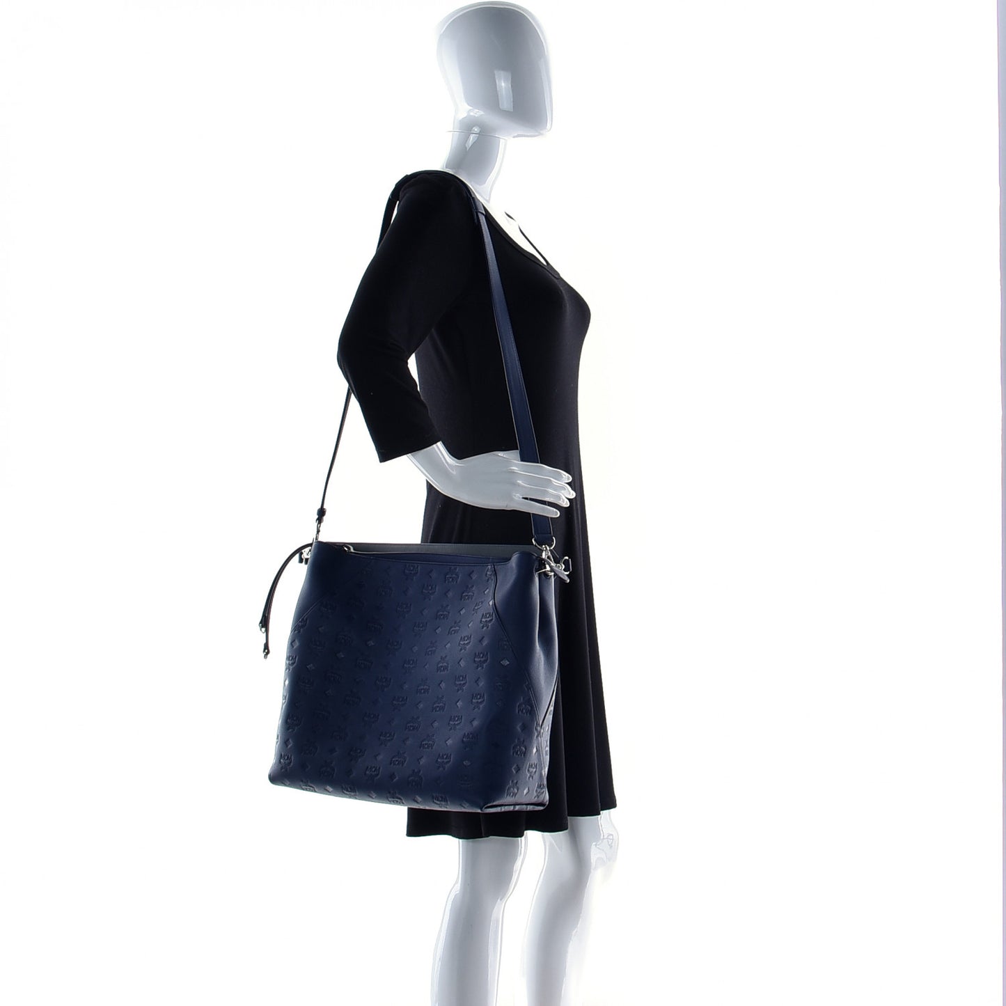 Calfskin Ottomar Monogram Large Klara Hobo Navy Blue