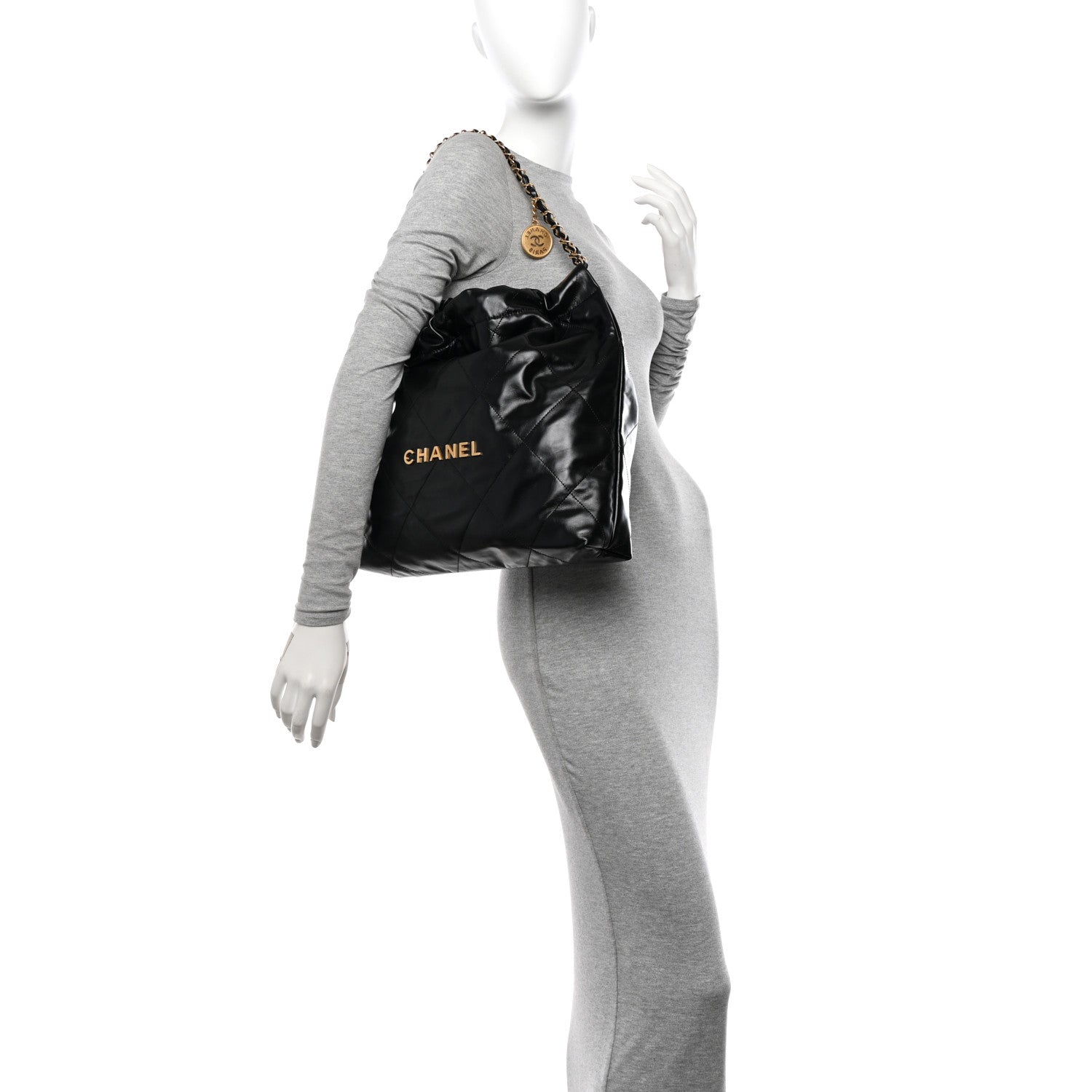 Chanel Shiny Calfskin Quilted Chanel 22 Black 2 of 10